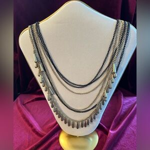 Burnished gold & black statement necklace